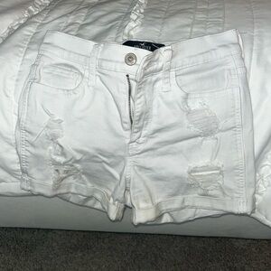white hollister jean shorts